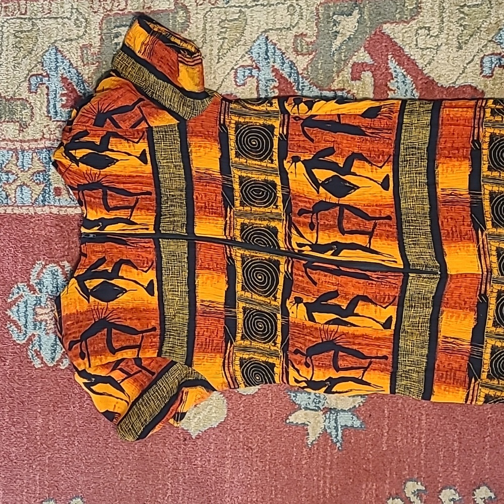 VINTAGE TRIBAL PRINT WRAP DRESS - Picture 6 of 6